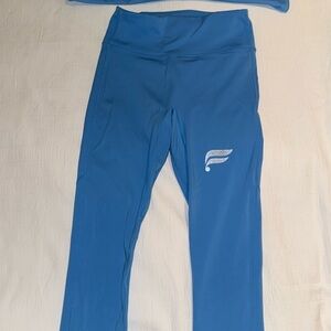 Fabletics blue workout leggings and tank top